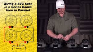 4 ohm dual voice coil wiring diagram. Subwoofer Wiring Four 4 Ohm Svc Subs In Series Parallel Youtube