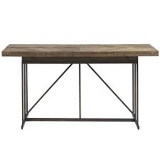 Langston Metal Rustic Elm Wood Drop Leaf Console Table Wood Table Rustic Console Table Reclaimed Wood Table Top