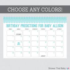 Baby Birthday Predictions Printable Chevron Baby Shower Calendar Birthday Guess T Baby Birthday Predictions Baby Due Date Calendar Guess Baby Birthday Calendar