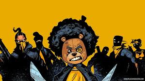 This is the gagsta bear , you better not be on his bad side ! Hd Wallpaper Gangster Teddy Bear Chainsaw Mask Afro Hd Cartoon Comic Wallpaper Flare