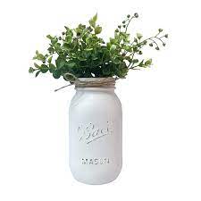 Maybe you would like to learn more about one of these? Amazon Com White Hand Painted And Distressed Mason Jar Centerpiece Quart 32 Oz Ball Mason Jar With Artificial Flowers Eucalyptus Greenery Rustic Wedding Centerpiece Rustic Farmhouse Style Handmade Products