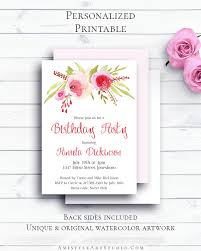 Birthday Invitation Card Template Floral Birthday Invitation Template With Beautiful And Unique Watercolor Rose Bo Floral Birthday Invitations Birthday Invitations Birthday Invitation Templates