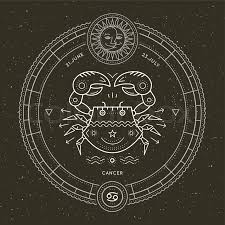 Discover the cancer sign body part, colors, element, facts, ruling. Vintage Thin Line Cancer Zodiac Sign Stock Vector Colourbox