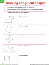 Drawing Congruent Shapes Worksheet Education Com Shapes Worksheets Third Grade Math Worksheets Math
