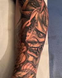 Did this Japanese hannya mask as the centerpiece to this leg sleeve. It's  partially healed in the pictures.  #lafacetattoos#blackandgreytattoos#bostontattooartist#japanesetattoo#legsleeve#hannyatattoo