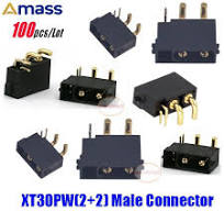 100pcs Amass XT30PW(2+2) Male Connector Plug for FPV Signal Pin Drone  Helicopter