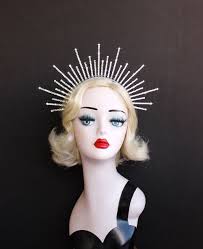 Swarovski Crystal Crown Headband, Silver Halo Headpiece, Alternative Bride,  Bridal Headdress, Mermaid Tiara, Burlesque Costume, Pin Up