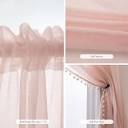 Amazon.com: MISS SELECTEX Linen Look Pom Pom Tasseled Sheer ...