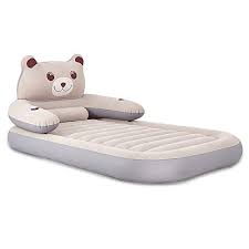 Sweesire Air Mattress Kids Cartoon Panda Air Bed With Cup Holder Detachable Backrest Inflatable Bed For Home Travel Camp Pa Inflatable Bed Air Bed Air Mattress