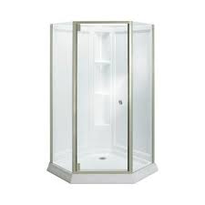 Sterling By Kohler Solitaire Frameless Neo Angle Corner Shower Kit Trim Finish Nickel Corner Shower Kits Corner Shower Neo Angle Shower