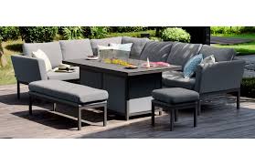 2 corner chairs 27.6″ w x 27.6″ d. Pulse Rectangular Corner Dining Set With Fire Pit Table