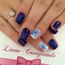 The result should correspond approximately to the picture. 28 Trendy Blue Nail Designs Fur 2019 Blue Nails Floral Nails Metallic Nail Art