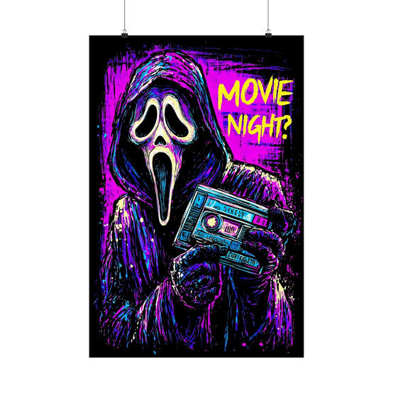 Scary Movie Night Scream Poster Print , Vintage Psychedelic Horror Wall  Art, Home Theater Decor, - Etsy