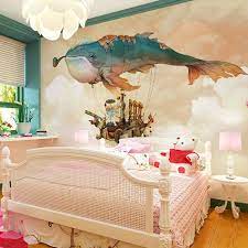 Bedroom background cartoon vectors (3,790). 3d Room Wall Paper Cartoon Cute Traval In Fish Fire Balloon Mural Rolls Natural Wallpaper For 3 D Wall Kids Bedroom Househ Kids Bedroom Walls Wall Deco 3d Room