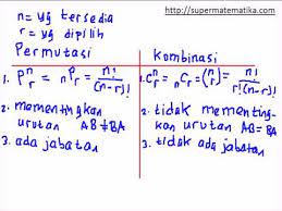 Pada soal ini diketahui n = 4 dan r = 3 sehingga nilai permutasi sebagai berikut: Peluang 11 Perbedaan Permutasi Dan Kombinasi Youtube