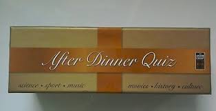 Dinner parties aren't just about the food. Lagoon Gold After Dinner Party Entertainment Quiz General Knowledge Trivia Box Modern Manufacture