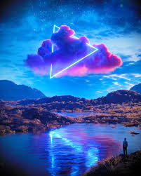 Perfect screen background display for desktop, iphone, pc, laptop, computer, android phone, smartphone, imac, macbook, tablet, mobile device. Wallpaper Artwork Digital Art Nature Neon Mountains Lake Clouds 1080x1350 Alx1s 1946387 Hd Wallpapers Wallhere