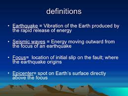 An earthquake (also known as a quake, tremor or temblor) is the shaking of the surface of the earth resulting from a sudden release of energy in the earth's lithosphere that creates seismic waves. Earthquakes