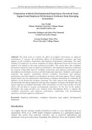 Pdf Frustration At Work Developmental Experience Perceived Team Support And Employee Performance Evidence From Emerging Economies