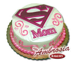 Birthday Cake For Mother 2 Layer Super Mom 1 2 Sheet Single Layer Ambrosia Bakery Birthday Cake For Mom Happy Birthday Mom Cake Mother Birthday Cake