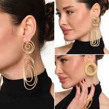 Gold Statement Earrings, Modern Geometric Ear Art, Abstract Earrings,  Oversized Chunky Earrings, Artisanal Earrings, Art Inspired Earrings