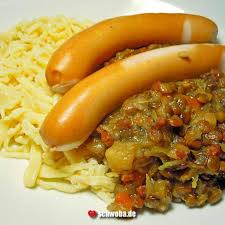 Linsen Spatzle Saitenwurst Schwabisch Essen Schwaben Wurttemberg Linsen Mit Spatzle Schwabische Linsen Spatzle