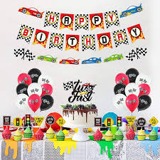 Maybe you would like to learn more about one of these? Banners Auxsoul 38 Pcs Two Fast Birthday Party Supplies Racing Car Themed Party Supplies Set Chequered Flags Balloons And Cake Topper For Kids Birthday Party Decoration Checkered Pennants Banner Toys Games