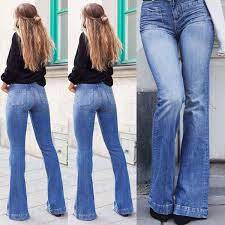 3.7 out of 5 stars. Frauen Retro Hohe Taille Stretchy Bootcut Jeans Denim Dunne Ausgestelltes Hosen Damen Bell Bottom Casual Hosen Pants Capris Aliexpress