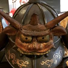 Samurai Helmet Frontal Crest In The Form Of An Oni Or Demon Hammered Bronze By The 24th Master Armourer Of The Myochin Family M Samurai Helmet Samurai Helmet