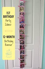 Paper wall decoration ideas for birthday party at home. 1st Birthday Party Ideas 12 Month Banner The Inspired Home