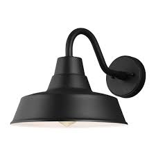 Sea Gull Lighting Barn Light 1 Light Black Outdoor Wall Mount Lantern Sconce 8637401 12 The Home Depot