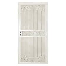 Unique Home Designs 36 In X 80 In La Entrada White Surface Mount Outswing Steel Security Door With Perforated Metal Screen 5sh630white36 In 2020 Unique House Design Steel Security Doors Security Door