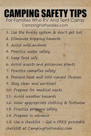Camping Safety Tips For Families Who Rv And Tent Camp Camping Safety Camping Advice Family Camping Trip