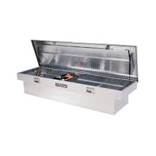 Plastic boxes are more useful in coastal areas that have salty sea air as they won't corrode. Lund 70 In Diamond Plate Aluminum Full Size Crossbed Truck Tool Box With Mounting Hardware And Keys Included Silver 9100dbt The Home Depot