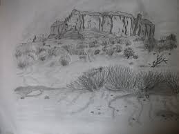 Desert Scene Pencil Drawing Art Pencil Drawings Painting Drawing