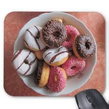Yummy Frosted And Sprinkled Donuts Mouse Pad Zazzle Com Desserts Donut Recipes Chocolate Donuts