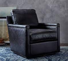 Caramel leather armchair recliner club chair camel arm chairs accent. Tyler Square Arm Leather Swivel Armchair Pottery Barn