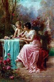 Hans Zatzka The Love Letter Oil Painting Reproductions For Sale Romantic Art Art Painting Reproductions