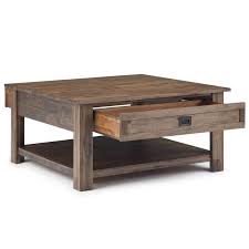 Tobacco brown medium square wood coffee table with drawers. Laforce Solid Wood Coffee Table Coffee Table Square Coffee Table Wood Contemporary Coffee Table
