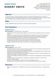 Analyst Intern Resume Samples Qwikresume