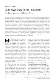 Pdf Lgbt Psychology In The Philippines