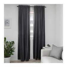 Sanela Dark Grey Room Darkening Curtains 1 Pair 140x250 Cm Ikea In 2021 Red Curtains Living Room Red Curtains Curtains