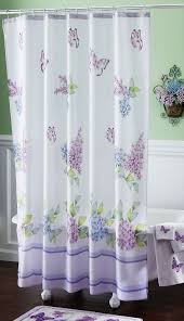 Lilac Purple Flowers Butterfly White Bathroom Bath Decor Fabric Shower Curtain Butterfly Shower Curtain Bathroom Shower Curtains Purple Shower Curtain