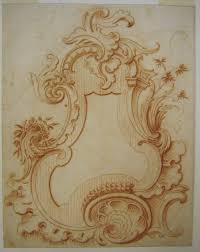 Eine rocaille, typisches muschelartiges ornament des rokoko einer der bedeutendsten und berühmtesten rokokoräume der welt: Drawing For A Rocaille Escutcheon 1740 60 Black And Red Crayon On Paper By Jean Francois Cuvillies Ornamente Rokoko Wandbilder