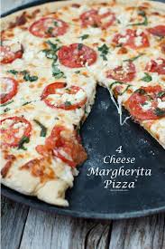 Four Cheese Margherita Pizza Recipe Margherita Pizza Homemade Pizza Margherita Pizza Recipe