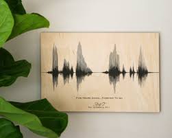 It's important for him to have constant reminders of the love you share for eachother. 5 Year Anniversary Gift On Wood Soundwave Art Artsy Voiceprint
