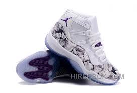 2016 Girls Air Jordan 11 Floral Flower White Purple Shoes Christmas Deals Smppjz Air Jordans Purple Shoes Jordan 11