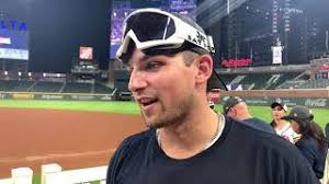 Chris Dimino talks with Austin Riley after the Braves become NL East  Champions!
