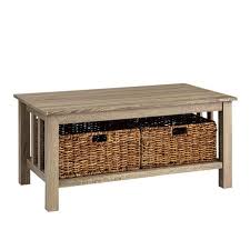 Features 2 drawers with a lower shelf to features: Manor Park Rustic Wood Coffee Table With Storage Baskets Multiple Finishes Walmart Canada