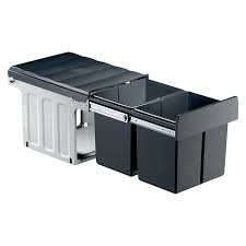 Pyramis Einbaumulleimer Profi 2 X 16 L Hellgrau Anthrazit Eckig Kunststoff Bauhaus